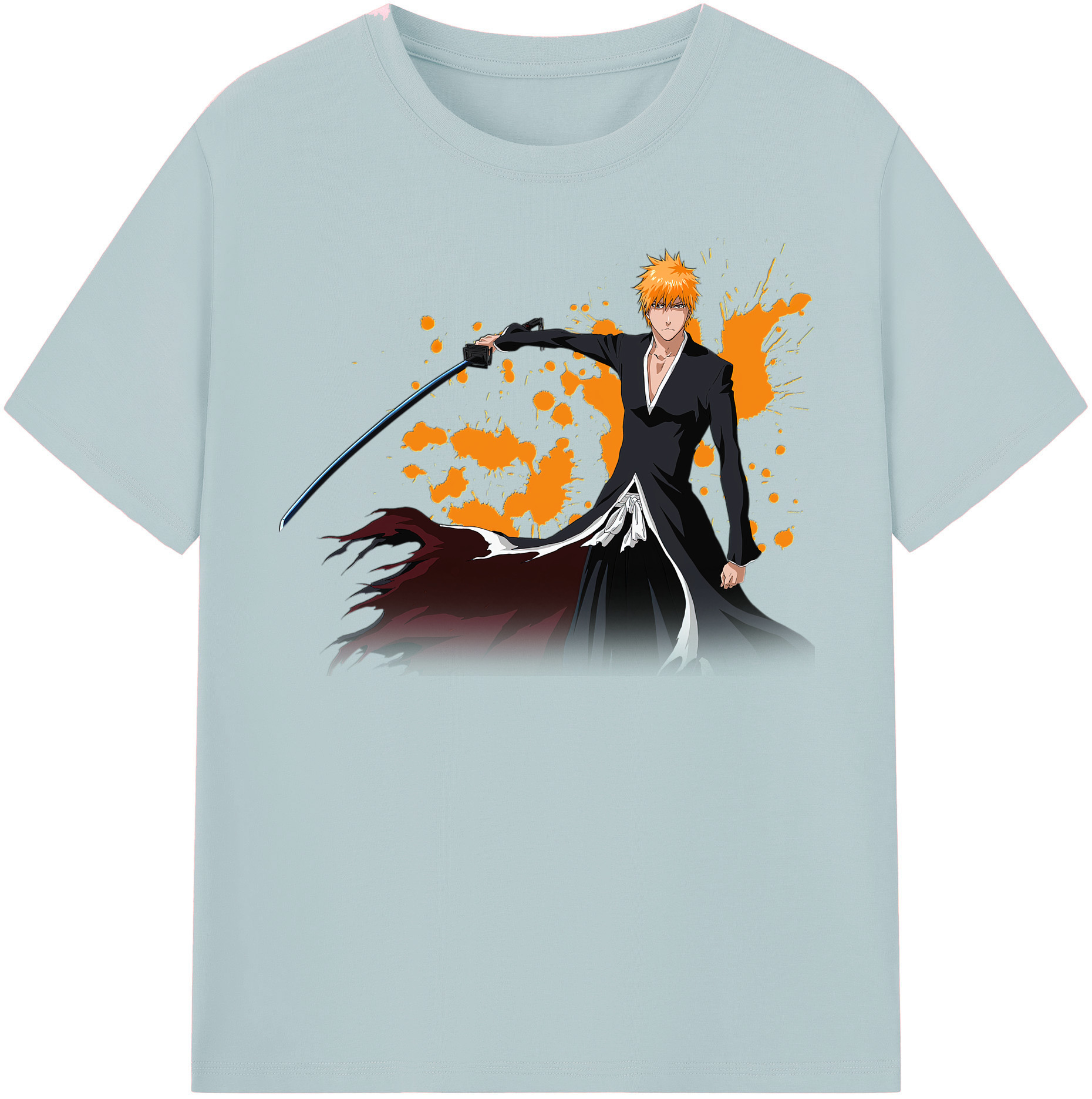 （画像用） ブリーチ 黒崎一護（くろさき いちご）BLEACH Kurosaki Ichigo 綿100％半袖Tシャツ（フロントプリント）